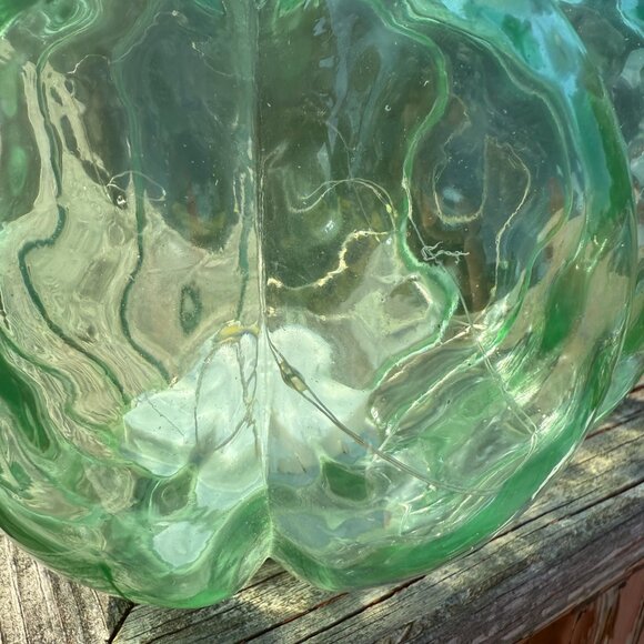 NEW Hand Blown Glass LED Pumpkin Seafoam Green Blue Semi-Transparent 7inch - Picture 2 of 5